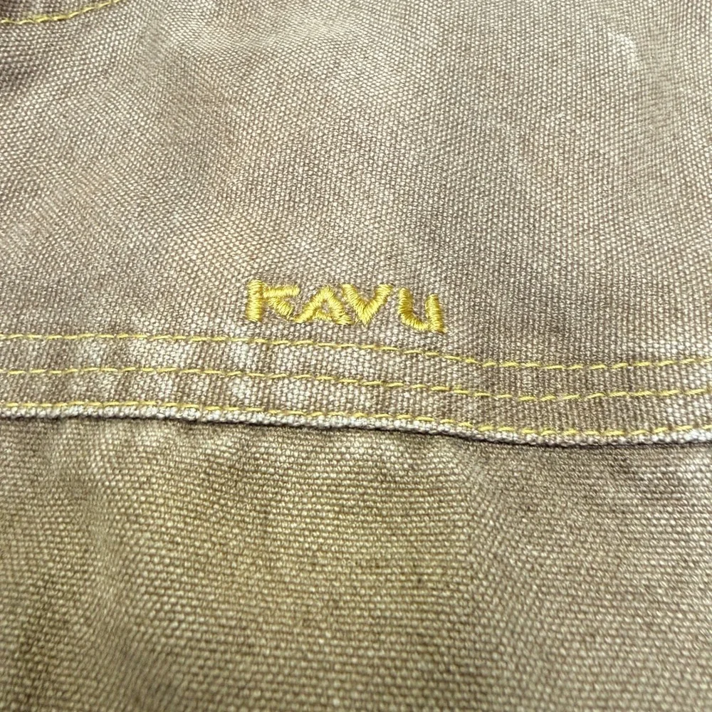 KAVU Sherpa Lined‎ Canvas Hooded Jacket Youth Medium Brown Zip Up Casual